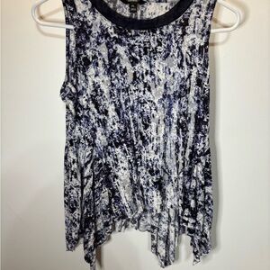 Simply Vera Vera Wang Blue and White Patterned Tank Top